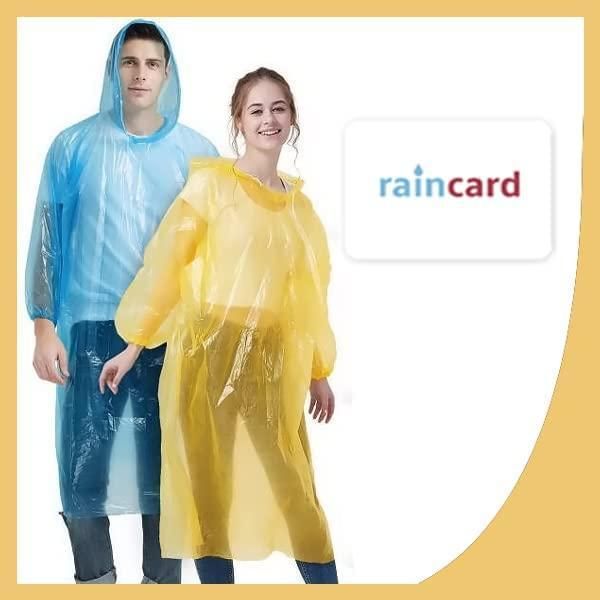 5 PCS FULLY Reusable Wallet Rain Card Rain Coat for Adults (Set of 5) Multicolour