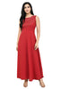 Oceanista Women's Crepe Embellished Partywear Red Maxi Dress