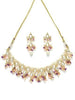 Karatcart Gold Plated Pink and Purple Crystal Kundan Necklace Set for Women