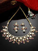 Karatcart Gold Plated Pink and Purple Crystal Kundan Necklace Set for Women