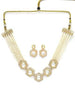 Karatcart Pearl Beaded Hexagonal Polki Kundan Necklace Set for Women