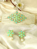 Karatcart Gold Plated Pearl Beaded Light Blue and Light Green Kundan Stone Choker Necklace Set