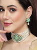 Karatcart Gold Plated Pearl Beaded Light Blue and Light Green Kundan Stone Choker Necklace Set